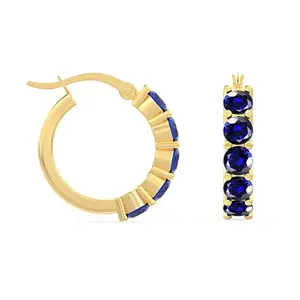 Amazon Brand - Nora Nico 925 Sterling Silver BIS Hallmarked Gold-Plated Blue Saphire Small Huggie Hoop Click Top Earrings for Women Girls