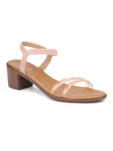 Inc.5 Women Peach Transparent Solid Block Heels