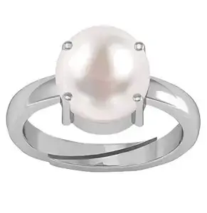 100% Certified 4.25 Ratti Natural Pearl Gemstone Original Certified moti Adjustable panchhdhaatu Silver Ring for Men and Women