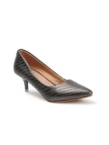 Carlton London Women Gunmetal Stylish Slip-on Pump Shoes with Stiletto Heels, Pointed Toe (36)