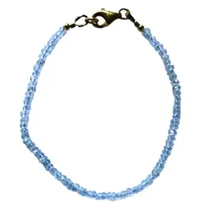 LKBEADS Aquamarine Bracelet with Silver Plated Clasp – 3.5mm Rondelle Beads – Faceted Cut – 7 inch – Healing, Fashion, Gift, Spiritual, Yoga|LK_STACK_00688