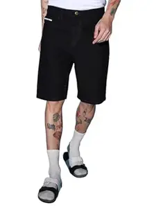 The Indian Garage Co Men Regular Fit Solid Mid-Rise Denim Shorts