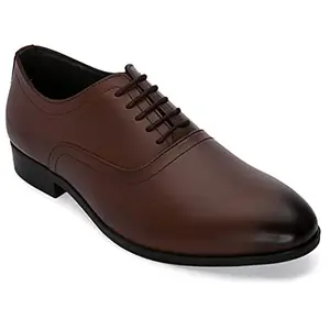 San Frissco Leather Men's Formal Shoes with Round Toe TPR Sole/Comfortable Cushioned Footbed with Wrinkle Free Upper Shoes for Office, Party and Wedding/Comfortable Oxford Shoe - 6 (Brown)