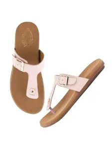 Shoetopia Solid Peach Flats For Women /EU36