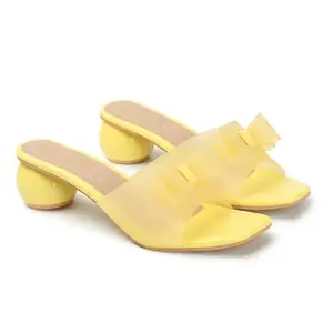 DIPYO Fancy Comfertable Solid Round Block Heel Sandal For Women & Girls | (Yellow, 36) |