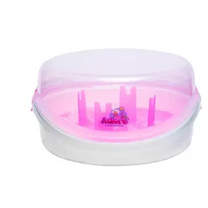 Adore Baby Bottle Microwave Steam Sterilizer (Clear)) Pink Colour | Pack of 1
