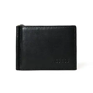 ASSESS Anti-Theft Leather RFID Protected & Minimalist Money Clip Slim Unisex Bifold Wallet with Card Holder Slots for Men & Women with Gift Box Colour- Black