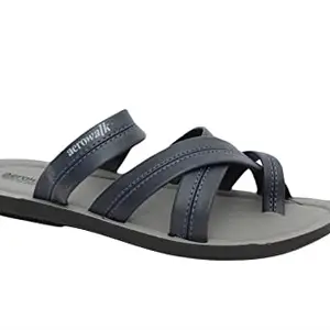 AEROWALK Stylish T-Shape Fashion Sandal/Slipper for Men | Comfortable | Lightweight | Anti Skid | Casual Office Footwear (NV32_BLUE_44)