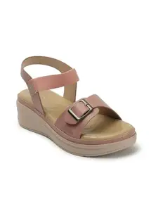 ICONICS Women's Solid Comfortable Backstrap Wedge Sandal for Office Festive Outdoor Use I ICN-NI-Wn-59 Pink 7 Kids UK