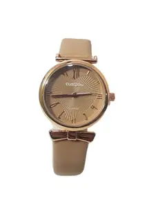 Custom Quartz Premium Analog Wrist Watch for Women (Beige)