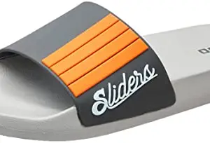 URJO Men's Grey Orange Slipper Kids UK (MENSLIDER_Urban_GRYORG_6)
