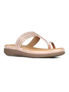 Inc.5 Womens Rose Gold Party Wear Solid Round Toe Sandals