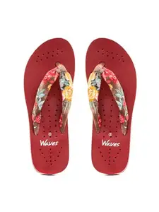 Khadim's Waves Red Casual Flip Flops for Women (4132115)