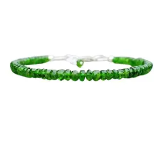 LKBEADS Chrome Diopside Bracelet with Silver Plated Clasp – 3-3.5mm Rondelle Beads – Faceted Cut – 7 inch adjustable – Healing, Fashion, Gift, Spiritual, Yoga|LK_STACK_01953