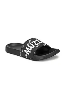 Muzzati Men's Mz_011 Black Faux Leather Slippers - 9 Uk