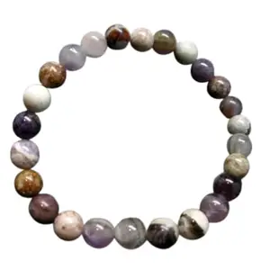 RRJEWELZ Natural Amazez Amethyst 8mm Round Shape Smooth Cut Beads 6.5 Inch Stretchable Bracelet For Men & Women. Unisex Bracelet For Healing, Meditation, Prosperity, Gift & Luck|STBR_RR_09866_6.5