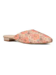 Inc.5 Womens Orange Ethnic Embellished Round Toe Flats
