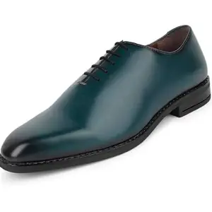 LOUIS STITCH Men's Lace-up Derby Formal Shoes | Handmade Dual Tone Patina Finish | Breathable Inner Lining | Comfortable for Business, Casual, Parties | Green | (SXWCGR) | 007UK |