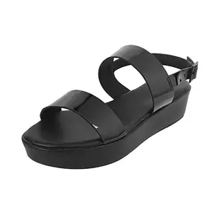 Mochi Women's Black Synthetic Sandals 4-UK (37 EU) (34-9886)