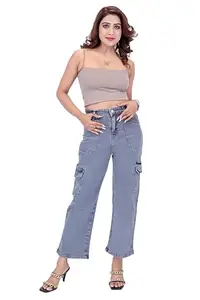 Women's Straight 6 Pocket, Cargo Leg Jeans- Clasic Comfort Grey