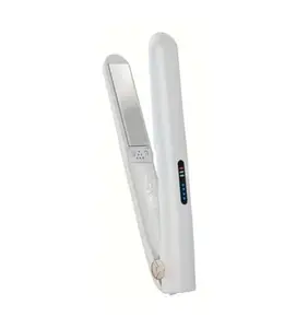 MEDHZ LUSTRE Cordless Hair Straightener | Dual-Function Portable Straightener & Power Bank Combo | Wireless Hair Curler Flat Iron | 2600 mAH Battery | Power Bank Function |10 Million Negative Ions to Protect Hair (White)