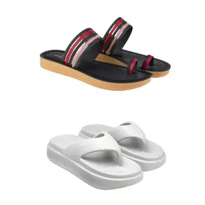 ZENWEAR Extra Soft Classic Casual wear with Flexibility Technology Heel Combo for Women's/Girl's(6144+6108)(6) Multicolor