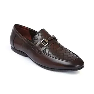 Zoom Shoes Men's Genuine Leather Formal Shoes for Office/Casual Wear Dress Shoes Shoes for Men AT1161 Brown