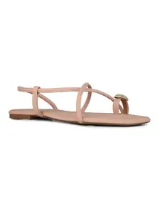 Inc.5 Womens Peach Casual Solid One Toe Flat Sandals