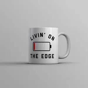 uniqx APSRA Livin On The Edge Mug Funny Low Empty Phone Battery Novelty Cup