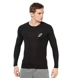 JUST CARE Unisex Compression Nylon Top Full Sleeve Tight T-shirt (Black, X-Large)