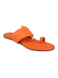 INC.5 Women Orange Textured One Toe Flats