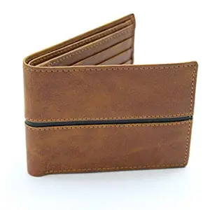 Laps of Luxury ® Men's Leather Wallet in Brown Colour with Black Lining