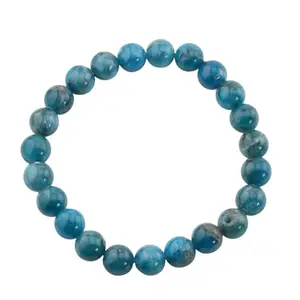AAMRAPALI SILVER GEMS AAMRAPALI Handcrafted Natural Blue Apatite Bracelet - Metal-Free, 8mm - Mindfulness and Balance | Stone Beads Bracelet | Focus on Heart Chakra | Stunning Gem Patterns Tones | Discover the serene elega
