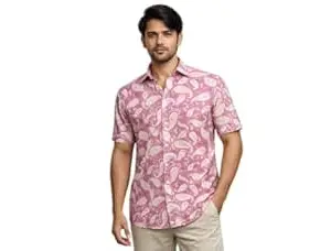 Printvaas Stylish Mens Cotton Regular Fit Half Sleeve Collared Printed Shirt | Lightweight & Breathable Fbaric | Button Down Shirt for Mens & Boys