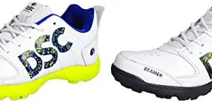 DSC Beamer Cricket Shoe for Men & Boys (Light Weight | Economical | Durable | Size UK: 8) Grey-White & Beamer Cricket Shoes Size for Men (8 UK, Fluro Yellow-White)