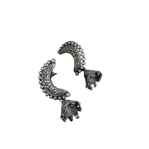 THE FIONA STORE Designer Oxidized Drop and Jhumki Earrings for Women – Perfect for Ethnic Wear and Gifting (Design 7)