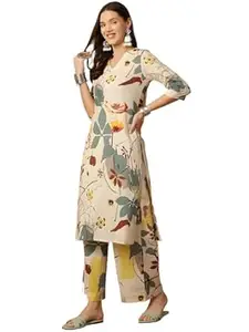 MS VHCK ENTERPRISE Women's Rayon Straight Printed Kurta with Palazzo