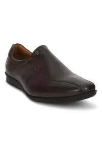 Louis Philippe Men Brown Leather Slip Ons