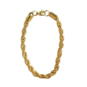 NIMRA Durable Stainless Steel Rope Chain Bracelet in Gold Finish – Elegant, Stylish 8 Inch Jewelry for Men Outfits