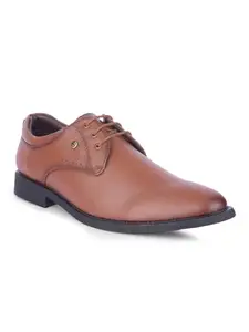 Liberty Healers SAGAR-16 Formal Lacing Derby Shoes for Men with TPR Sole | PU Outsole-Suitable for Office Work | Comfortable & Lightweight | Cushioned Footbed | Durable & Trendy Design (Tan-42 EU)