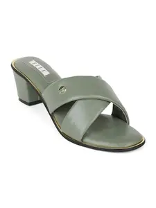 ELLE Women Sandal,Olive,UK-4