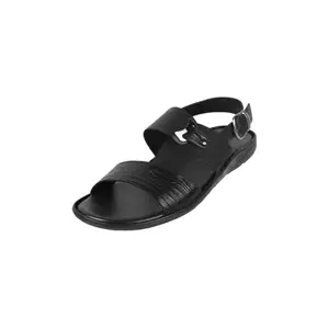 Mochi Men Black Faux Leather Flat Comfort Sandal UK/6 EU/40 (18-634)