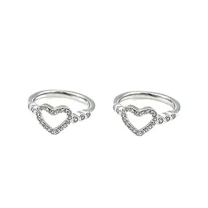 ARTAM Sterling Silver Toe Rings with Premium Zircon (CZ) | Sterling Silver Star Shape Rings for Women and Girls | Best Silver Jewellery Gift for Wife | Hallmarked Pure Silver 925 (Dreamy Heart)