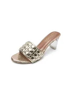 Catwalk Women Stylised Chunky Heels Slip-On 10858 (Gold-5)