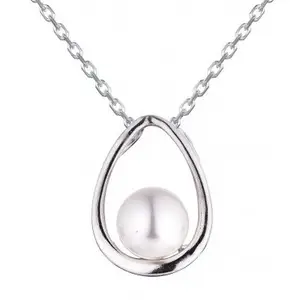 Ornate Jewels 925 Sterling Silver Round Natural Freshwater Pearl Drop Shape Pendant Necklace with 18 Inch Chain for Women and Girls