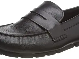 Clarks Men's Oswick Bar Black Leather Oxfords UK-7