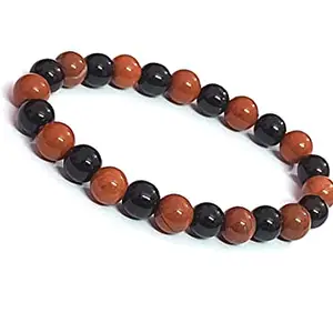 ASTROGHAR Natural Red jasper Black onyx stretch bracelet For Men And Women