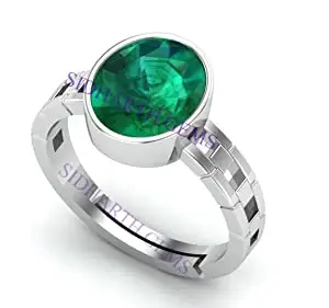 SIDHARTH GEMS Akshita gems 9.25 Ratti 8.00 Carat Natural Emerald Panna Panchdhatu Adjustable Ring For Men and Women