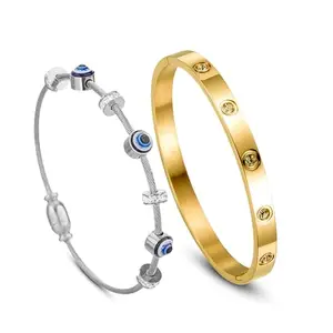 MIAMI evil eye bracelet for women stylish Evil Eye Bangles for women Anti Tarnish Adjustable hand Rose gold Bracelet for girls Kada for Women Magnet Accessories Jewellery friendship crystal combo