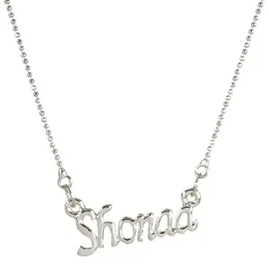 Uniqon Valentine's Day Special Metal Stainless Steel Shonaa Name Letter Locket Pendant Necklace With Chain For Women's And Girl's